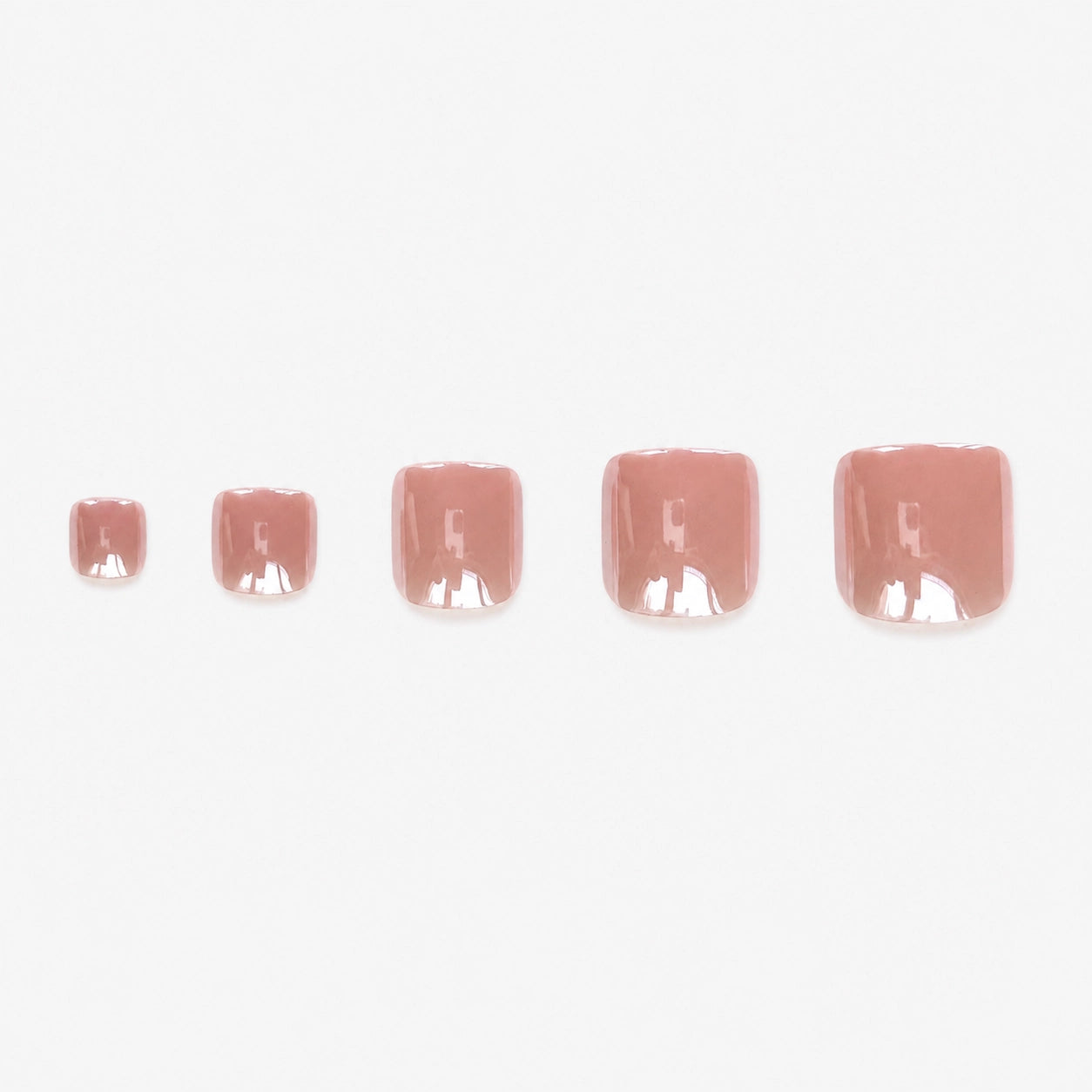 Faux ongles pour pieds press-on Nu Sablé nude chromé élégant avec fini brillant minimaliste