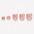 Faux ongles pour pieds press-on Plage Dorée avec French dorée, fleurs tropicales 3D, étoiles de mer et mini perles