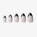 Faux ongles amande long French floral blanc noir La Couronne d'Ophélie – Soimea Paris