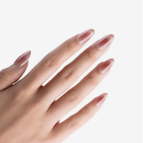 soimea faux ongles à pression rose rouge pudique forme amande effet œil-de-chat avec lumiere halo, Faux ongles rose blush rouge à coller – effet Cat Eye Moonlight. Par SOIMEA Paris