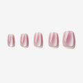 soimea faux ongles à pression rose naturel forme ballerine effet œil-de-chat comme une boulle crystal brillant, style classique medium, Faux ongles rose effet Cat Eye – forme ballerine, longueur moyenne. Par SOIMEA Paris