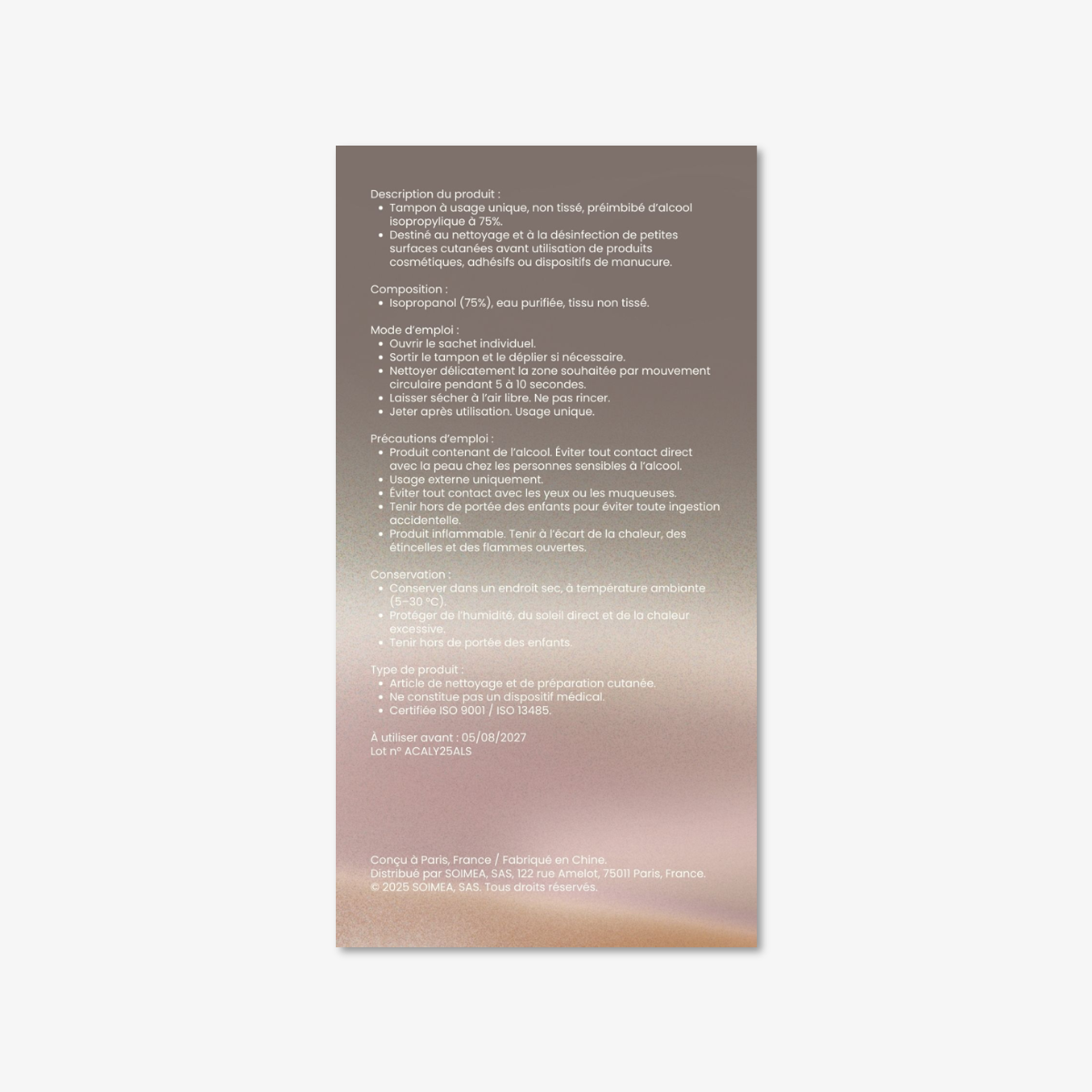 soimea faux ongles alcohol prep pad tampon imbibé d'alcool, Lingettes alcoolisées pratiques