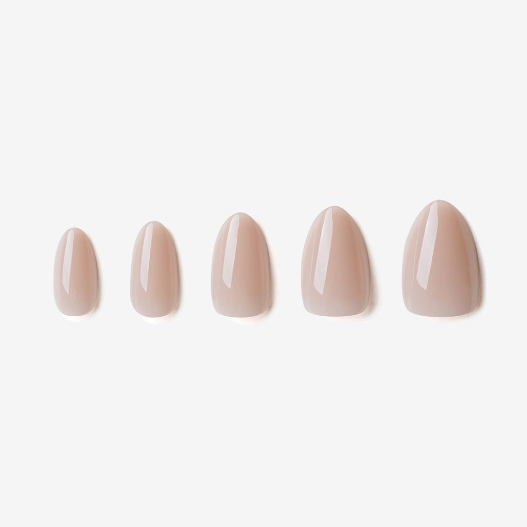 soimea faux ongles à pression beiges nudes forme amande, style classique medium, nude medium press-on nails