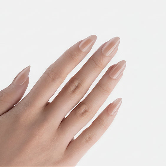 soimea faux ongles à pression beiges nudes forme amande, style classique medium, nude medium press-on nails