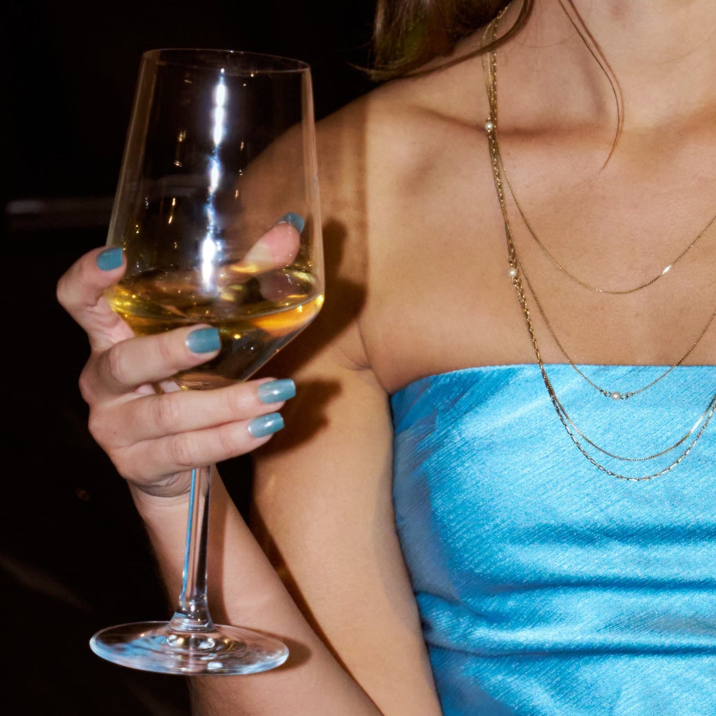 soimea faux ongles à pression bleu glacé forme ballerine effet œil-de-chat verre cristallin transparent, style classique medium, sky blue cateye ballet medium press-on nails