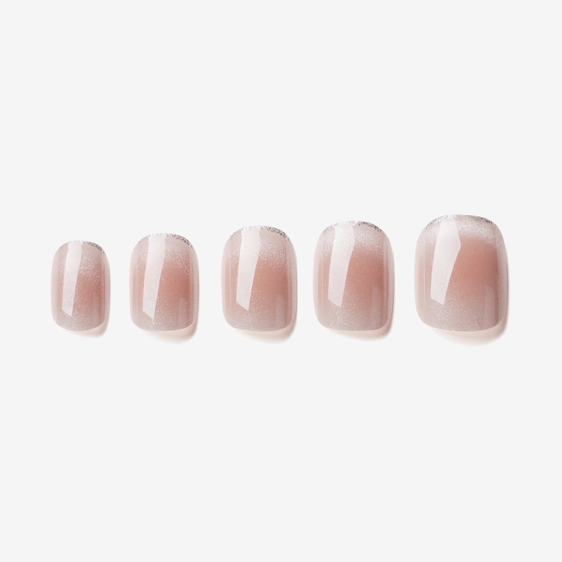 soimea faux ongles à pression rose paillettes forme carre arrondi effet halo, style mignon court, pink french style short squoval cateye press-on nails