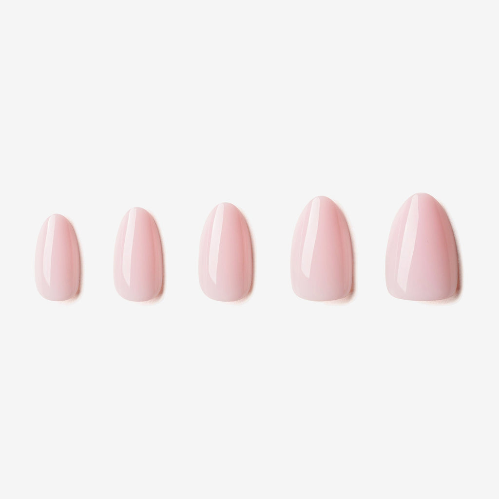 soimea faux ongles à pression rose petale forme amande, style classique medium, pink medium press-on nails