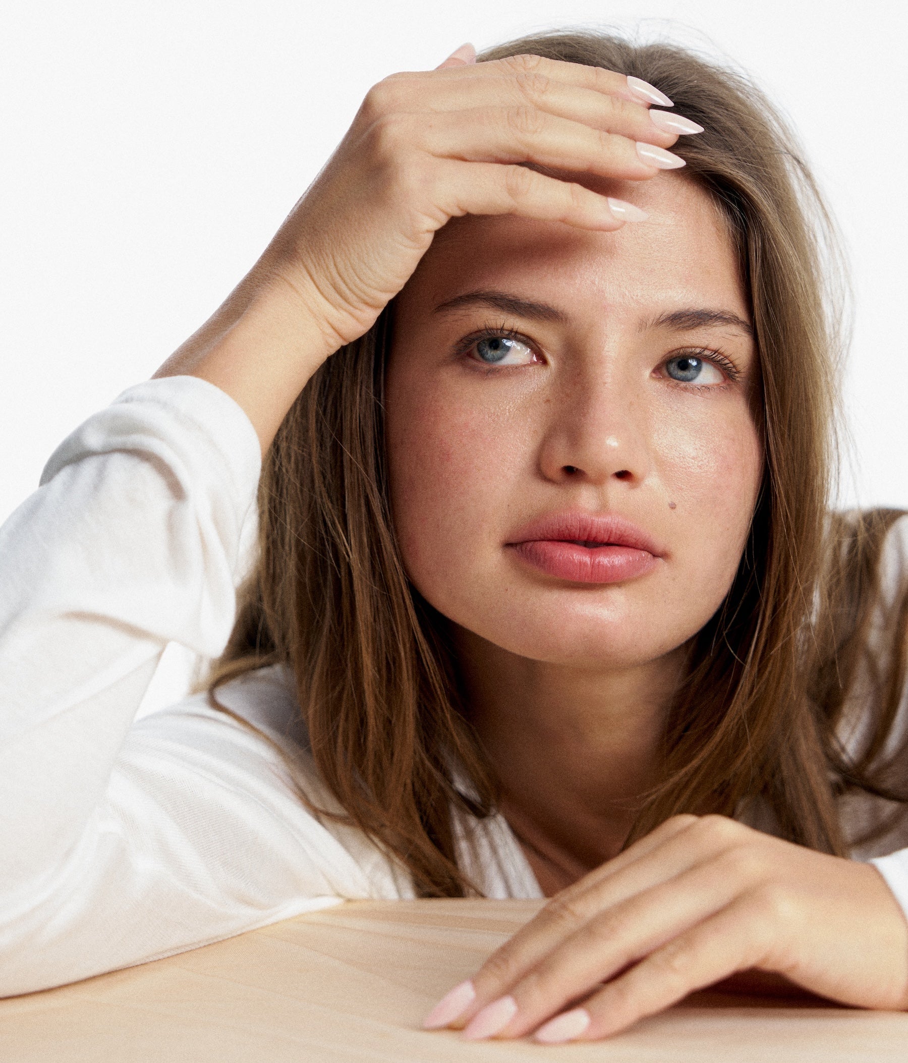 soimea faux ongles à pression rose petale forme amande, style classique medium, pink medium press-on nails