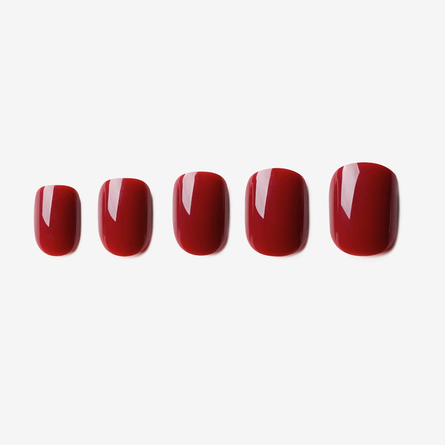soimea faux ongles a pression rouge style classique court forme carre arrondi, short squoval shape red press-on nails